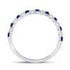 10kt White Gold Womens Princess Blue Sapphire Diamond Stackable Band Ring 3/8 Cttw