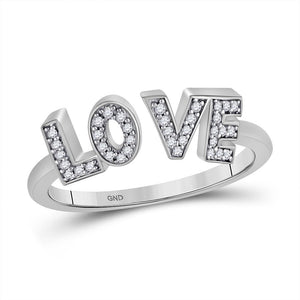 10kt White Gold Womens Round Diamond Love Fashion Ring 1/10 Cttw