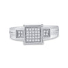 Sterling Silver Womens Round Diamond Square Cluster Ring 1/10 Cttw