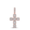 10kt Rose Gold Mens Baguette Diamond Cross Charm Pendant 1-7/8 Cttw
