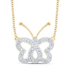 10kt Yellow Gold Womens Round Diamond Butterfly Necklace 1/4 Cttw