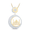 10kt Yellow Gold Mens Round Diamond Crescent Star Mosque Masjid Charm Pendant 2 Cttw