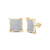 10kt Yellow Gold Womens Round Diamond Square Earrings 1/2 Cttw