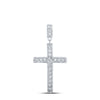 10kt White Gold Womens Round Diamond Cross Pendant 1/2 Cttw