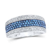 10kt White Gold Mens Round Blue Color Treated Diamond Band Ring 1-1/4 Cttw