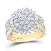 10kt Yellow Gold Womens Round Diamond Cluster Ring 2 Cttw