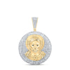 10kt Yellow Gold Mens Round Diamond Jesus Medallion Circle Charm Pendant 2-1/2 Cttw