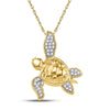 10kt Yellow Gold Womens Round Diamond Turtle Tortoise Pendant 1/10 Cttw