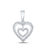 10kt White Gold Womens Round Diamond Heart Pendant 1/4 Cttw