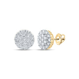 14kt Yellow Gold Round Diamond Cluster Earrings 1-5/8 Cttw