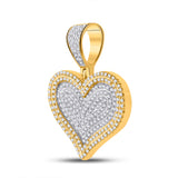 10kt Yellow Gold Mens Round Diamond Heart Charm Pendant 3/4 Cttw