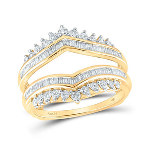 14kt Yellow Gold Womens Round Diamond Wedding Wrap Ring Guard Enhancer 3/4 Cttw