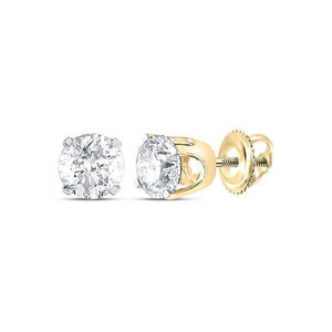 14kt Yellow Gold Womens Round Diamond Solitaire Stud Earrings 1/6 Cttw