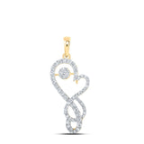 10kt Yellow Gold Womens Round Diamond Heart Pendant 1/2 Cttw