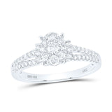 14kt White Gold Womens Round Diamond Fashion Ring 1/2 Cttw