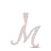 10kt Rose Gold Mens Round Diamond M Initial Letter Charm Pendant 1-1/5 Cttw