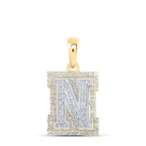 10kt Two-tone Gold Womens Round Diamond N Initial Letter Pendant 1/4 Cttw