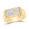 10kt Yellow Gold Mens Round Diamond Double Row Band Ring 7/8 Cttw