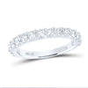 14kt White Gold Womens Round Pave-set Diamond Single Row Wedding Band 1 Cttw