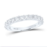 14kt White Gold Womens Round Pave-set Diamond Single Row Wedding Band 1 Cttw