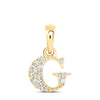 10kt Yellow Gold Womens Round Diamond G Initial Letter Pendant 1/20 Cttw