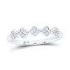 10kt White Gold Womens Round Diamond Clover Stackable Band Ring 1/6 Cttw
