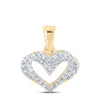 10kt Yellow Gold Womens Round Diamond Memory Heart Pendant 1/4 Cttw