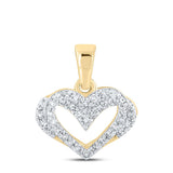 10kt Yellow Gold Womens Round Diamond Memory Heart Pendant 1/4 Cttw