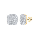 10kt Yellow Gold Womens Round Diamond Square Earrings 1-1/2 Cttw