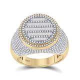 10kt Yellow Gold Mens Baguette Diamond Statement Circle Cluster Ring 1-3/4 Cttw