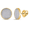 10kt Yellow Gold Round Diamond Circle Earrings 1/5 Cttw