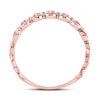 10kt Rose Gold Womens Round Diamond Link Stackable Band Ring 1/8 Cttw