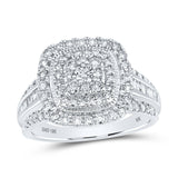 10kt White Gold Womens Round Diamond Square Ring 1 Cttw