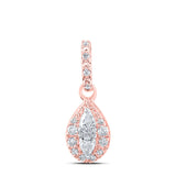 10kt Rose Gold Womens Pear Diamond Fashion Pendant 1/6 Cttw