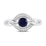 Sterling Silver Womens Round Synthetic Blue Sapphire Solitaire Diamond Ring 5/8 Cttw