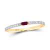 10kt Yellow Gold Womens Baguette Ruby Diamond Band Ring 1/5 Cttw