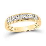 10kt Yellow Gold Mens Round Diamond Double Row Band Ring 1/4 Cttw