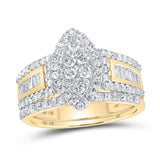 10kt Yellow Gold Round Diamond Bridal Wedding Ring Band Set 1-1/4 Cttw