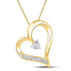 10kt Yellow Gold Womens Round Diamond Heart Pendant .01 Cttw