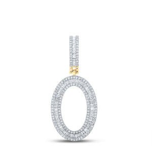 14kt Yellow Gold Mens Baguette Diamond O Initial Letter Charm Pendant 1 Cttw