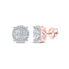 10kt Rose Gold Womens Round Diamond Cluster Earrings 3/4 Cttw