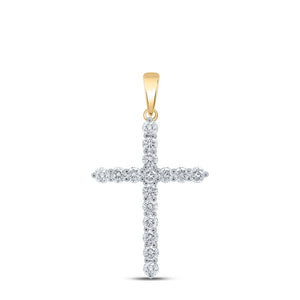 10kt Yellow Gold Womens Round Diamond Cross Pendant 2 Cttw