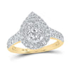 10kt Yellow Gold Womens Round Diamond Teardrop Cluster Ring 1 Cttw