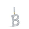 14kt Yellow Gold Mens Baguette Diamond B Initial Letter Charm Pendant 1 Cttw