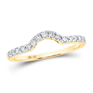 14kt Yellow Gold Womens Round Diamond Curved Wedding Enhancer Band Ring 1/4 Cttw