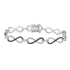Sterling Silver Womens Round Black Color Enhanced Diamond Infinity Bracelet 1/2 Cttw