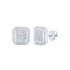 10kt White Gold Womens Round Diamond Square Earrings 1/4 Cttw