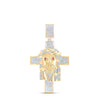 10kt Yellow Gold Mens Round Diamond Jesus Face Cross Charm Pendant 1 Cttw
