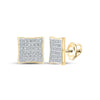 10kt Yellow Gold Round Diamond Square Earrings 1/5 Cttw