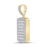 14kt Yellow Gold Mens Round Diamond Dog Tag Charm Pendant 1-1/6 Cttw